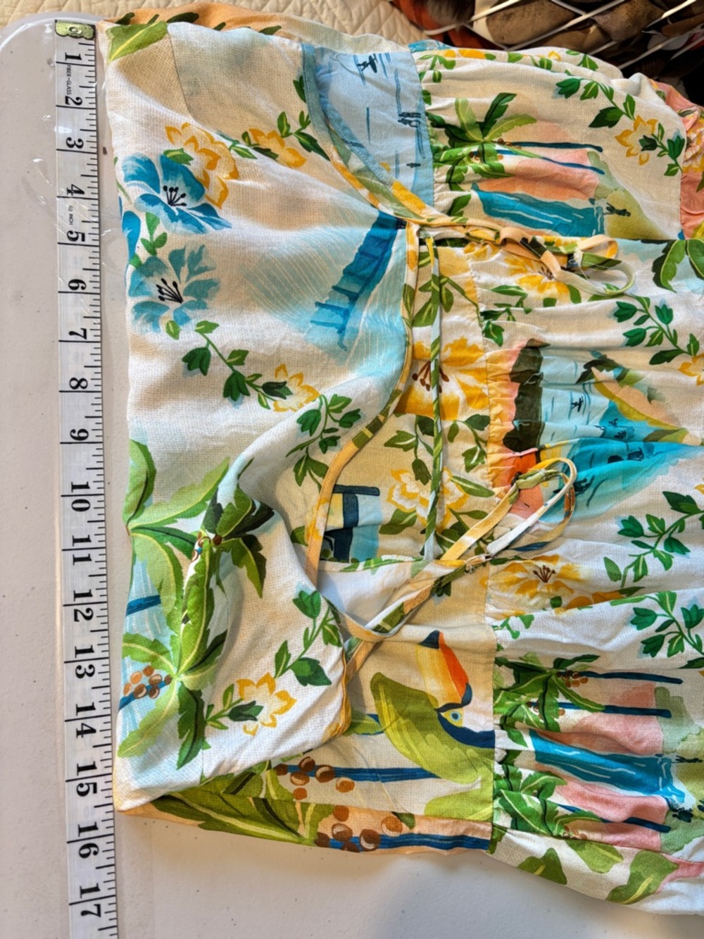 FARM Rio Floral Tropical Flowy Mini Dress Size Small Tiered Spaghetti Strap Boho - Picture 8 of 12
